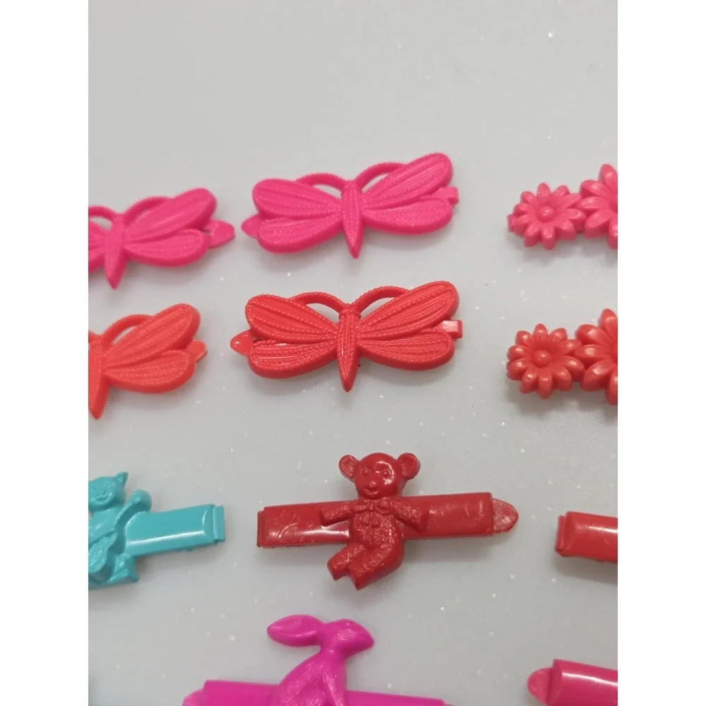 Vintage Goody Plastic Hair Barrettes 70ʼs 80ʼs Poodle Duck Cats Snap Tight Lot